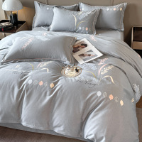 Pure cotton simple quilt cover and bed sheets 3-piece set 7