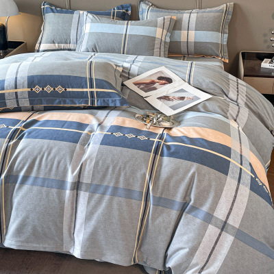 Pure cotton simple quilt cover and bed sheets 3-piece set 7