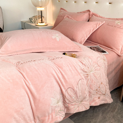Four-piece set of brushed bedding sheets and quilt covers 2