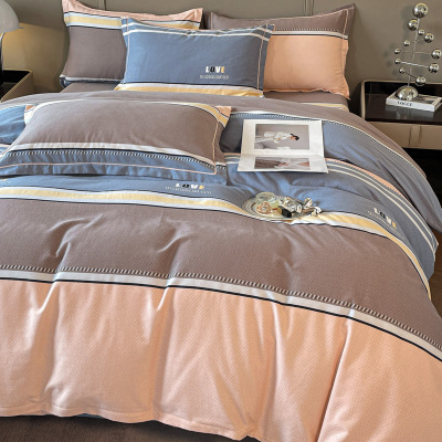 Pure cotton simple quilt cover and bed sheets 3-piece set 8