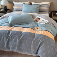 Pure cotton simple quilt cover and bed sheets 3-piece set 8